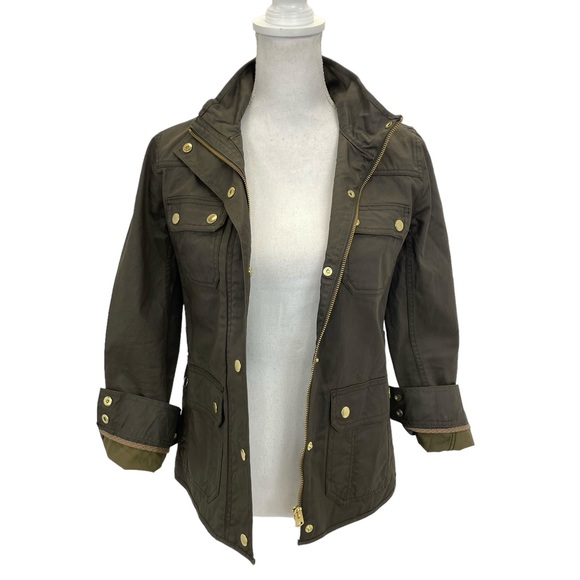 J. Crew Waxed Downtown Field Jacket Coat Size XS Green - Picture 2 of 16